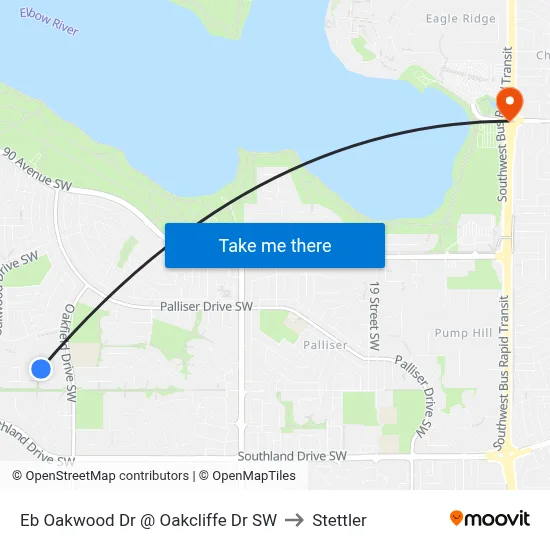 Eb Oakwood Dr @ Oakcliffe Dr SW to Stettler map