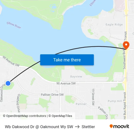 Wb Oakwood Dr @ Oakmount Wy SW to Stettler map