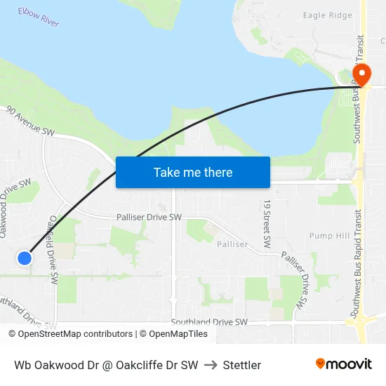 Wb Oakwood Dr @ Oakcliffe Dr SW to Stettler map