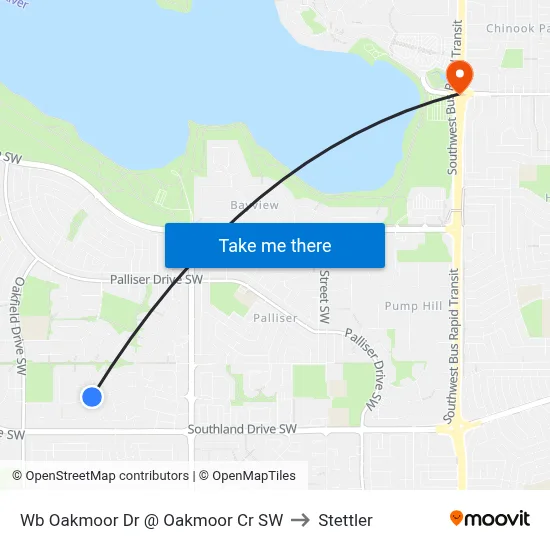 Wb Oakmoor Dr @ Oakmoor Cr SW to Stettler map
