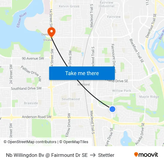 Nb Willingdon Bv @ Fairmount Dr SE to Stettler map