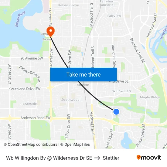 Wb Willingdon Bv @ Wilderness Dr SE to Stettler map