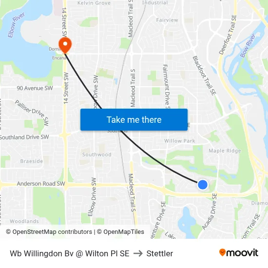 Wb Willingdon Bv @ Wilton Pl SE to Stettler map