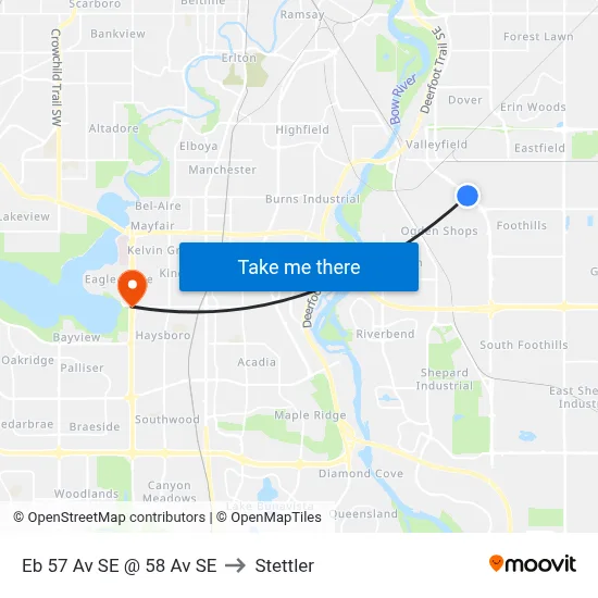Eb 57 Av SE @ 58 Av SE to Stettler map