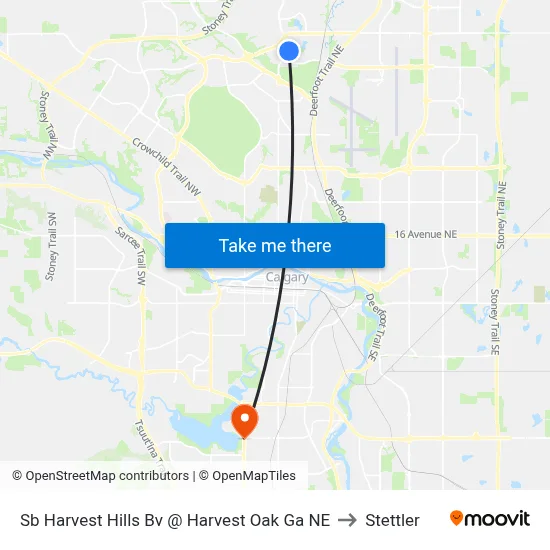Sb Harvest Hills Bv @ Harvest Oak Ga NE to Stettler map