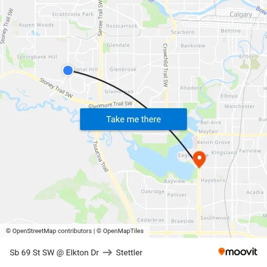 Sb 69 St SW @ Elkton Dr to Stettler map