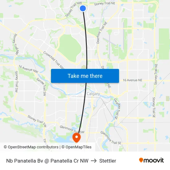 Nb Panatella Bv @ Panatella Cr NW to Stettler map