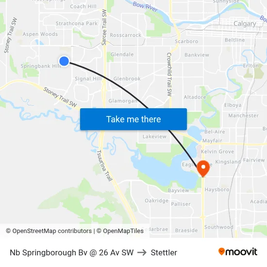 Nb Springborough Bv @ 26 Av SW to Stettler map