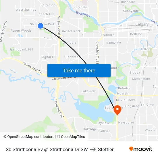 Sb Strathcona Bv @ Strathcona Dr SW to Stettler map