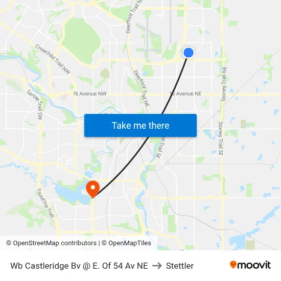Wb Castleridge Bv @ E. Of 54 Av NE to Stettler map
