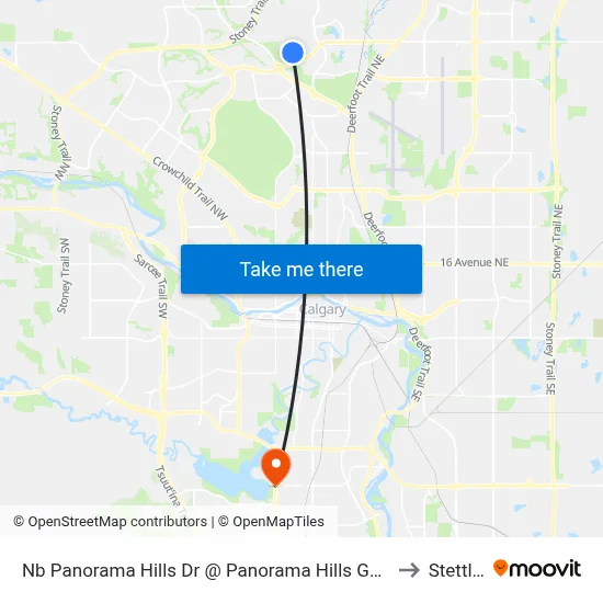 Nb Panorama Hills Dr @ Panorama Hills Ga NW to Stettler map