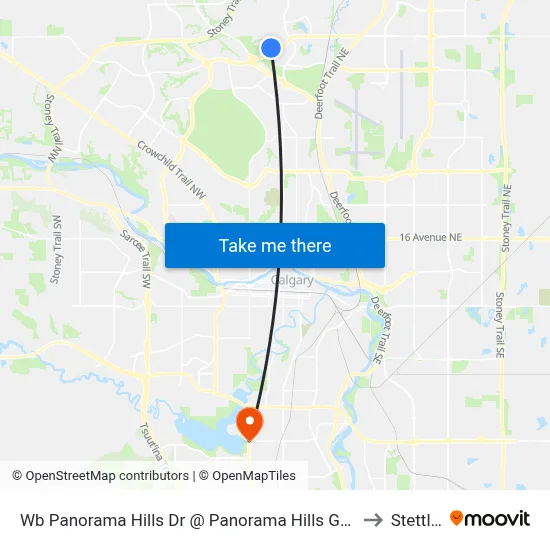 Wb Panorama Hills Dr @ Panorama Hills Gr NW to Stettler map