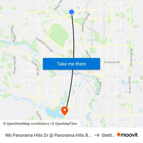 Wb Panorama Hills Dr @ Panorama Hills Bv SW to Stettler map