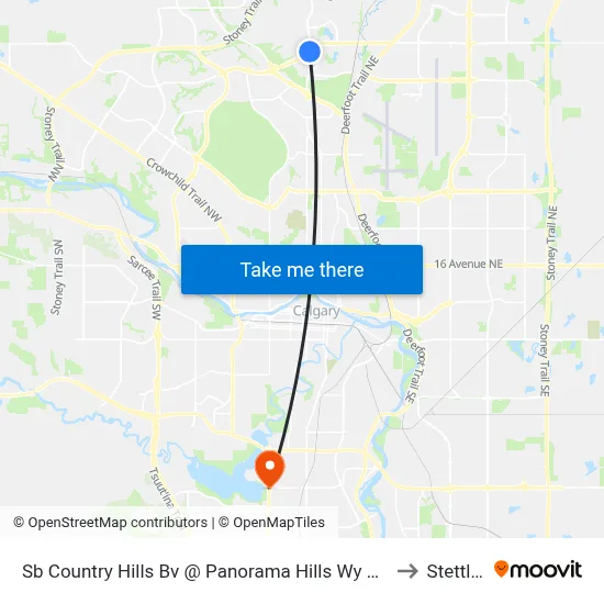 Sb Country Hills Bv @ Panorama Hills Wy NW to Stettler map