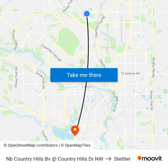 Nb Country Hills Bv @ Country Hills Dr NW to Stettler map