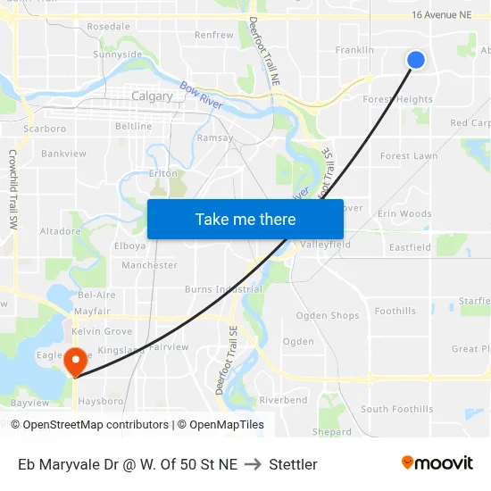 Eb Maryvale Dr @ W. Of 50 St NE to Stettler map