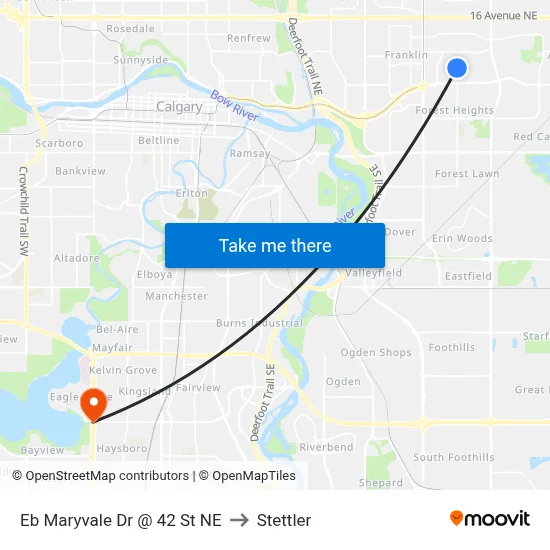 Eb Maryvale Dr @ 42 St NE to Stettler map