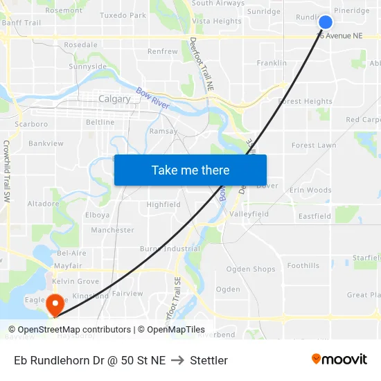 Eb Rundlehorn Dr @ 50 St NE to Stettler map