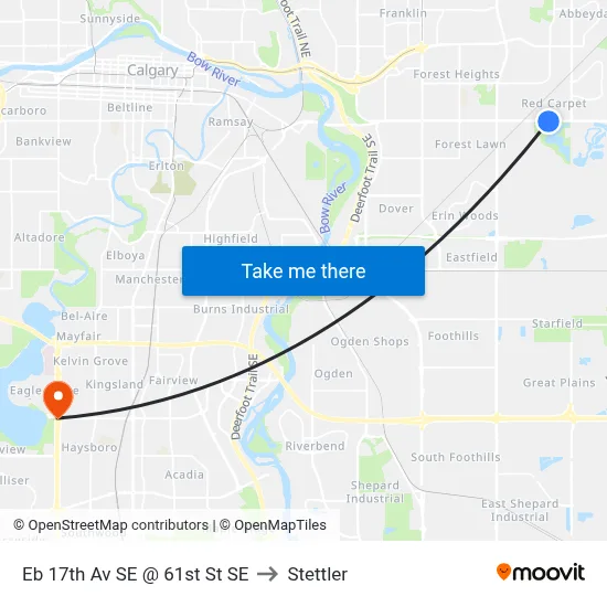 Eb 17th Av SE @ 61st St SE to Stettler map