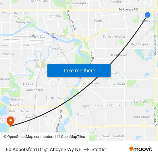 Eb Abbotsford Dr @ Aboyne Wy NE to Stettler map