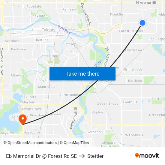 Eb Memorial Dr @ Forest Rd SE to Stettler map