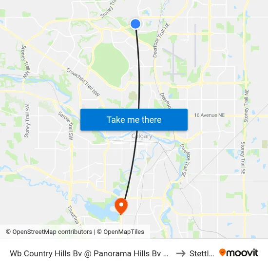 Wb Country Hills Bv @ Panorama Hills Bv NW to Stettler map