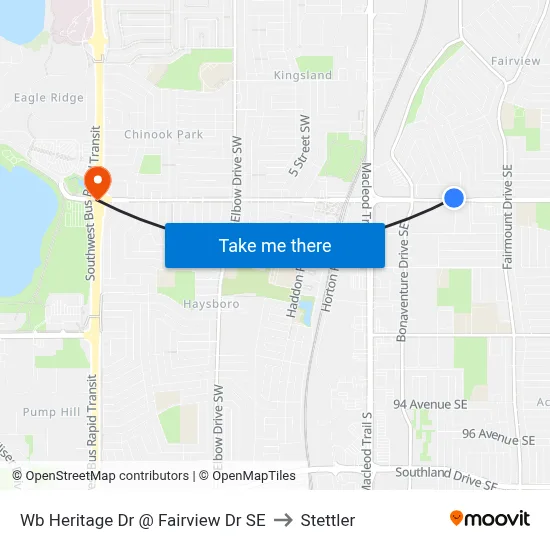 Wb Heritage Dr @ Fairview Dr SE to Stettler map