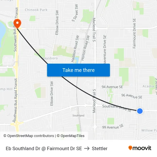 Eb Southland Dr @ Fairmount Dr SE to Stettler map