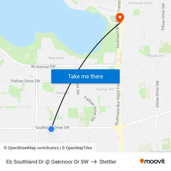 Eb Southland Dr @ Oakmoor Dr SW to Stettler map