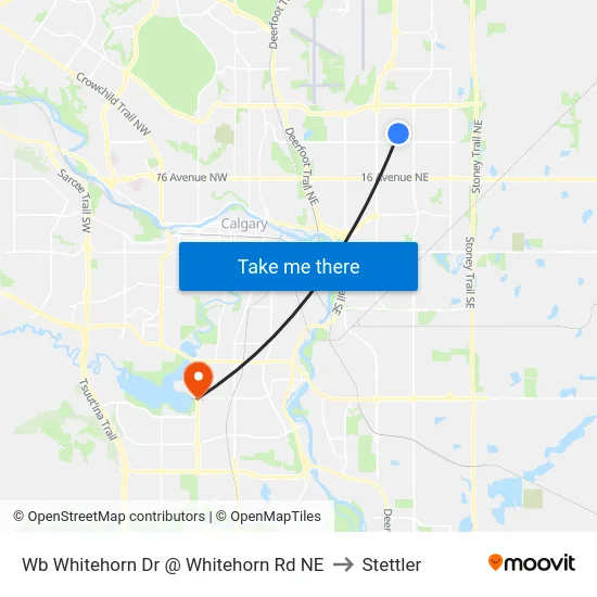 Wb Whitehorn Dr @ Whitehorn Rd NE to Stettler map