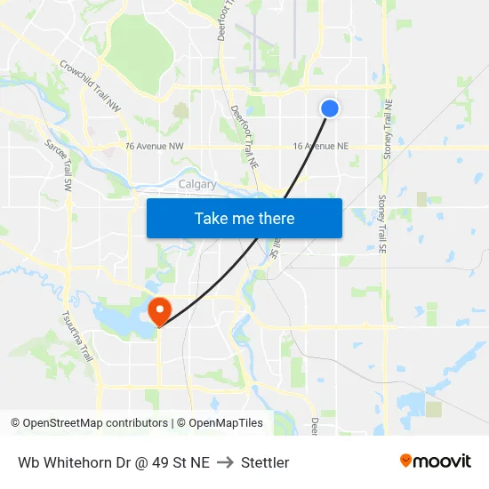 Wb Whitehorn Dr @ 49 St NE to Stettler map