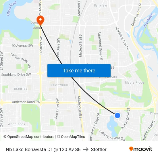 Nb Lake Bonavista Dr @ 120 Av SE to Stettler map