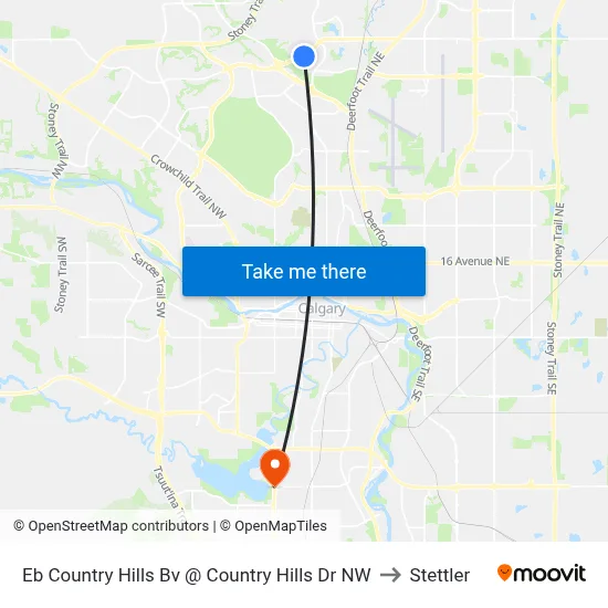 Eb Country Hills Bv @ Country Hills Dr NW to Stettler map