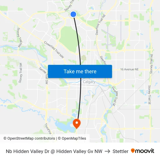 Nb Hidden Valley Dr @ Hidden Valley Gv NW to Stettler map