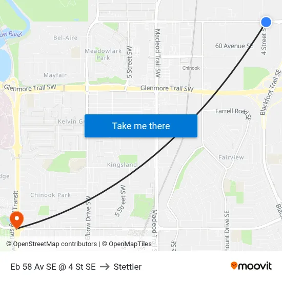 Eb 58 Av SE @ 4 St SE to Stettler map