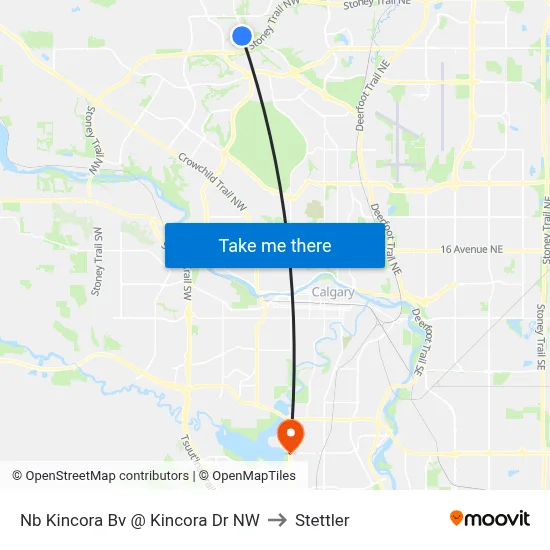 Nb Kincora Bv @ Kincora Dr NW to Stettler map