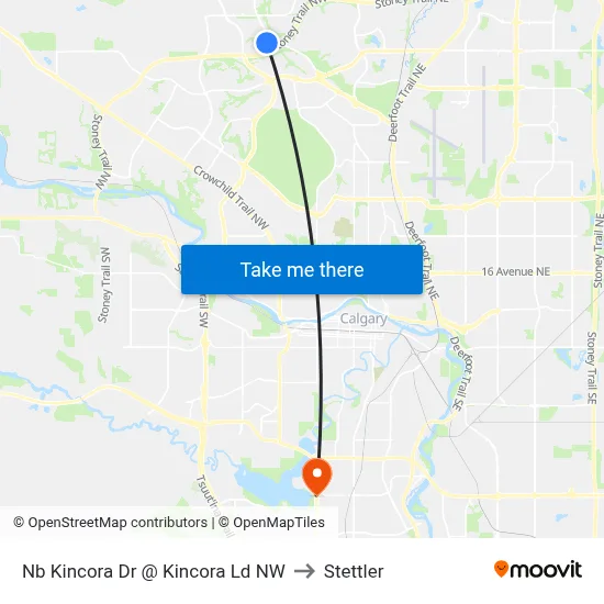 Nb Kincora Dr @ Kincora Ld NW to Stettler map