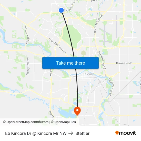 Eb Kincora Dr @ Kincora Mr NW to Stettler map