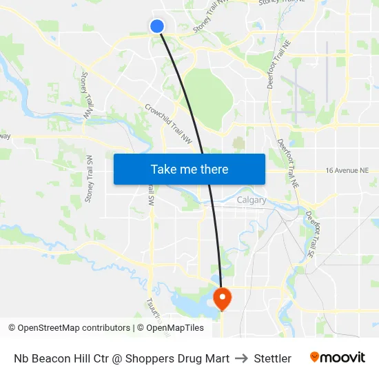 Nb Beacon Hill Ctr @ Shoppers Drug Mart to Stettler map