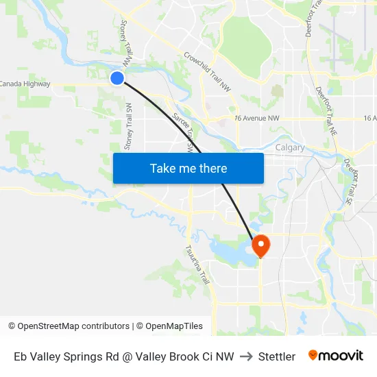 Eb Valley Springs Rd @ Valley Brook Ci NW to Stettler map
