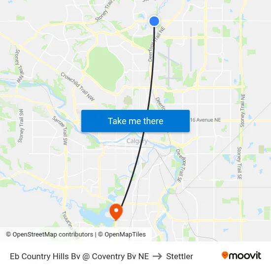 Eb Country Hills Bv @ Coventry Bv NE to Stettler map