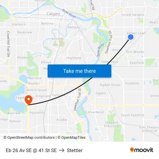 Eb 26 Av SE @ 41 St SE to Stettler map