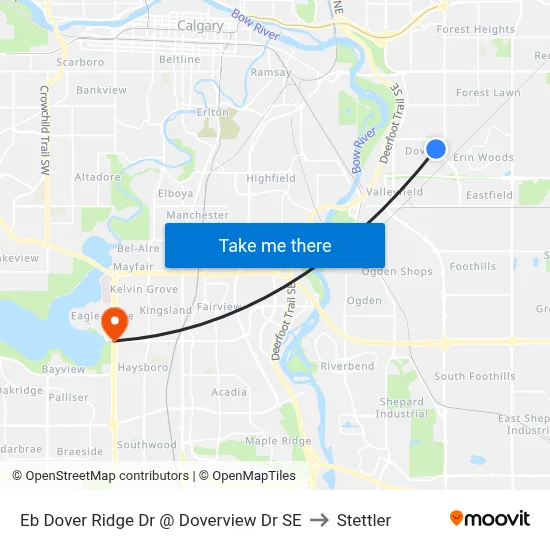 Eb Dover Ridge Dr @ Doverview Dr SE to Stettler map