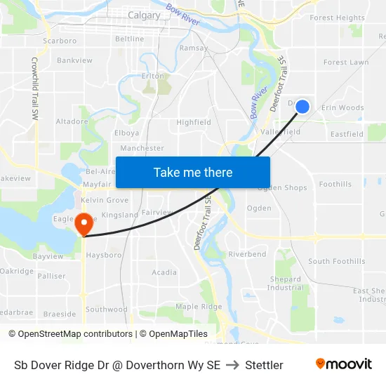 Sb Dover Ridge Dr @ Doverthorn Wy SE to Stettler map