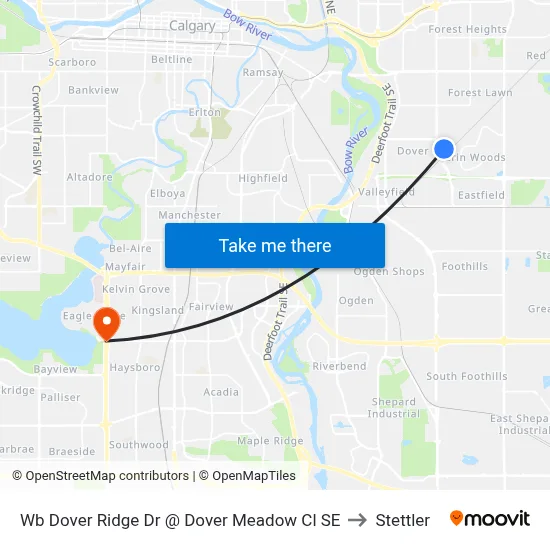 Wb Dover Ridge Dr @ Dover Meadow Cl SE to Stettler map
