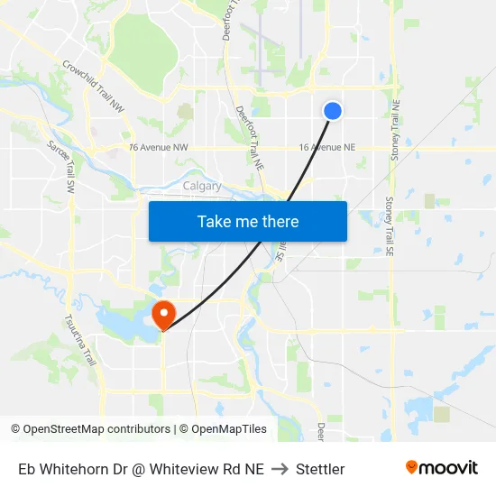 Eb Whitehorn Dr @ Whiteview Rd NE to Stettler map