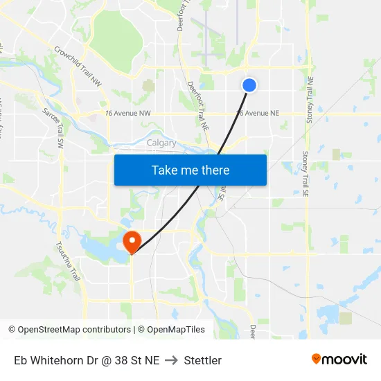 Eb Whitehorn Dr @ 38 St NE to Stettler map