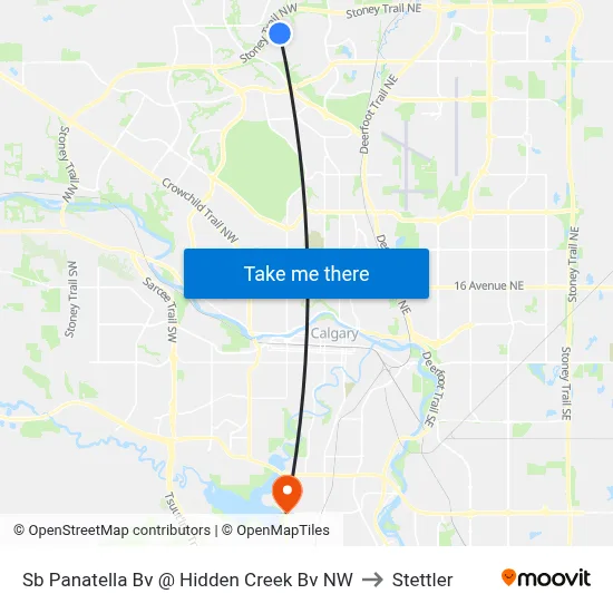 Sb Panatella Bv @ Hidden Creek Bv NW to Stettler map