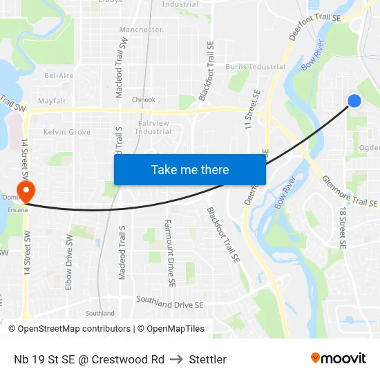 Nb 19 St SE @ Crestwood Rd to Stettler map