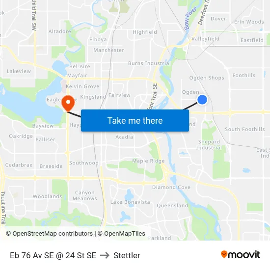 Eb 76 Av SE @ 24 St SE to Stettler map